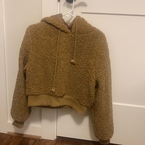 Fuzzy brown pullover sweatshirt/ jacket